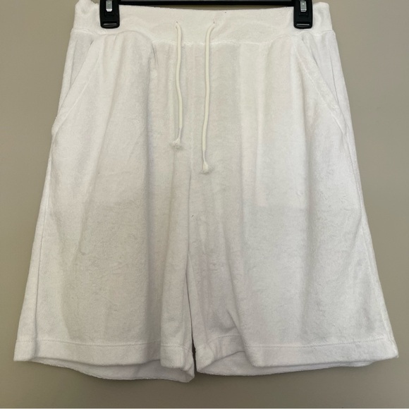 Comfort Code Pants - Comfort Code White Terry Drawstring Athletic Shorts
